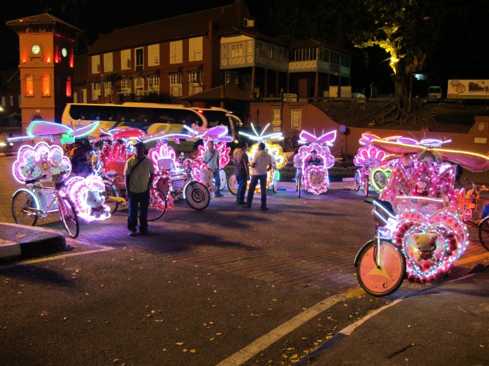 Glowing Tricycles in Melaka, Malaysia- January 2014
